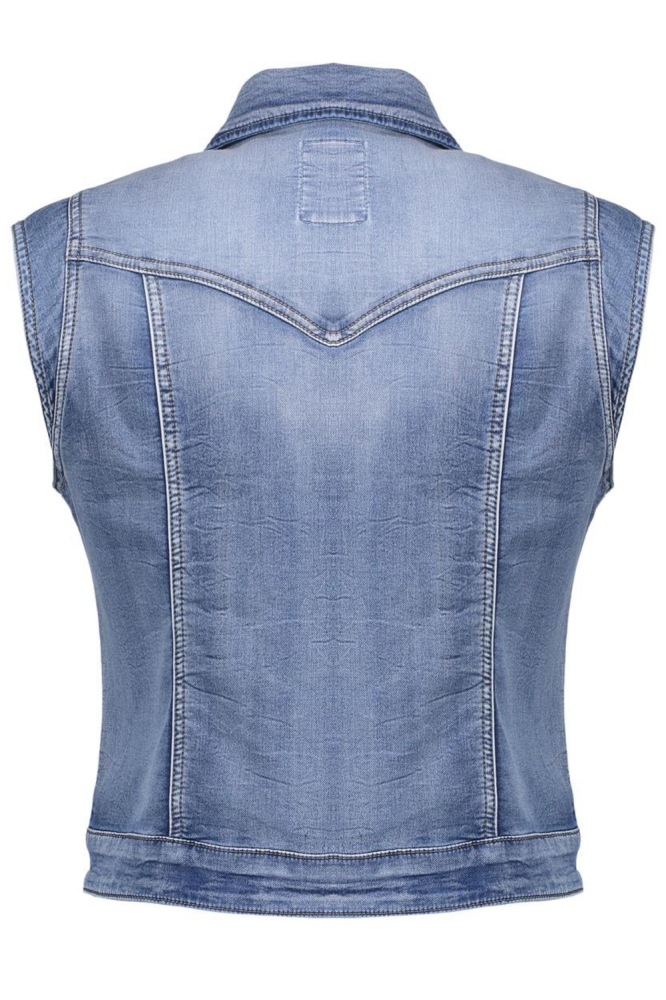JEANS JACKET SLEEVELESS 55021 10 MID BLUE DENIM